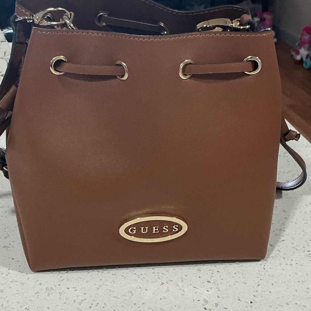 Guess Tan Bucket Shoulder Bag